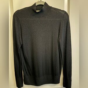 Sparkly Black Semi-Sheer Mock Neck